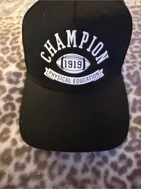 Champion Black Baseball Cap with White Patch Logo
